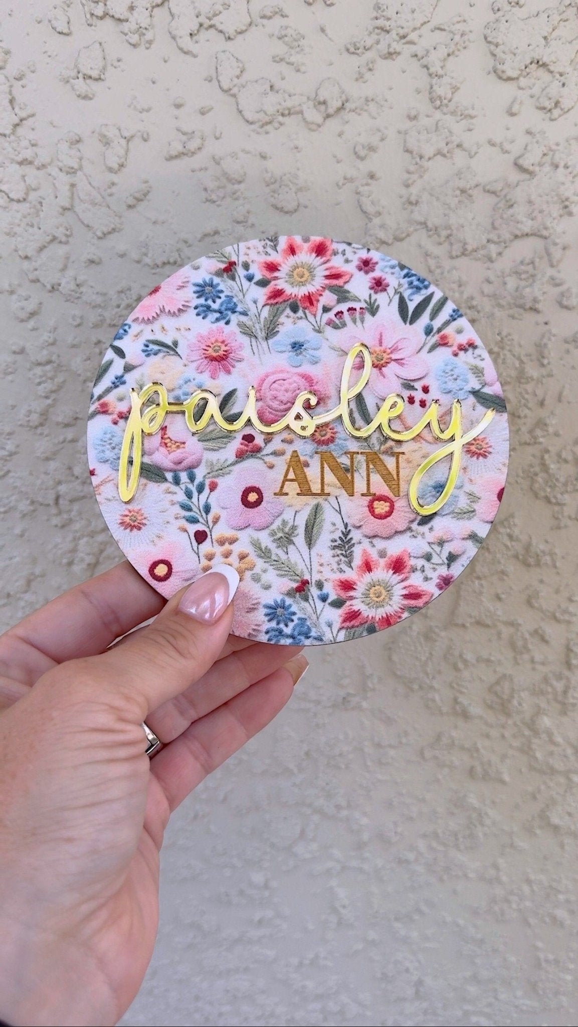 Baby Girl Floral Name Sign 3D Name Announcement Floral Nursery Newborn Photo Prop - Squishy Cheeks