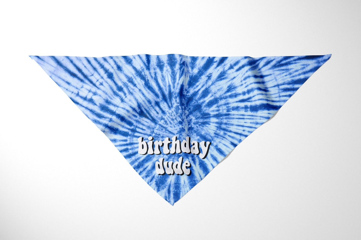 Birthday Dude Blue Tie Dye Dog Birthday Bandana Dog Birthday Party Scarf - Squishy Cheeks