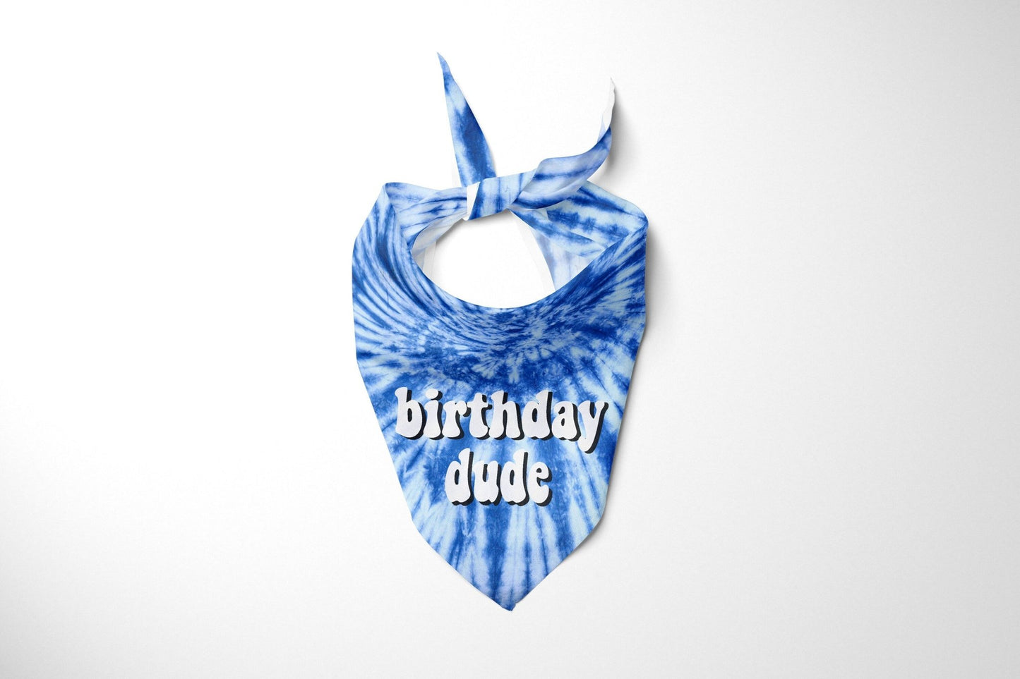 Birthday Dude Blue Tie Dye Dog Birthday Bandana Dog Birthday Party Scarf - Squishy Cheeks