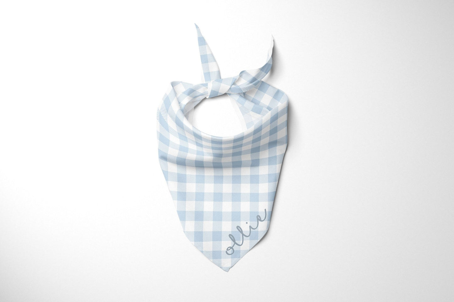 Blue Plaid Custom Boy Dog Bandana With Name Personalized Gingham Dog Scarf - Squishy Cheeks