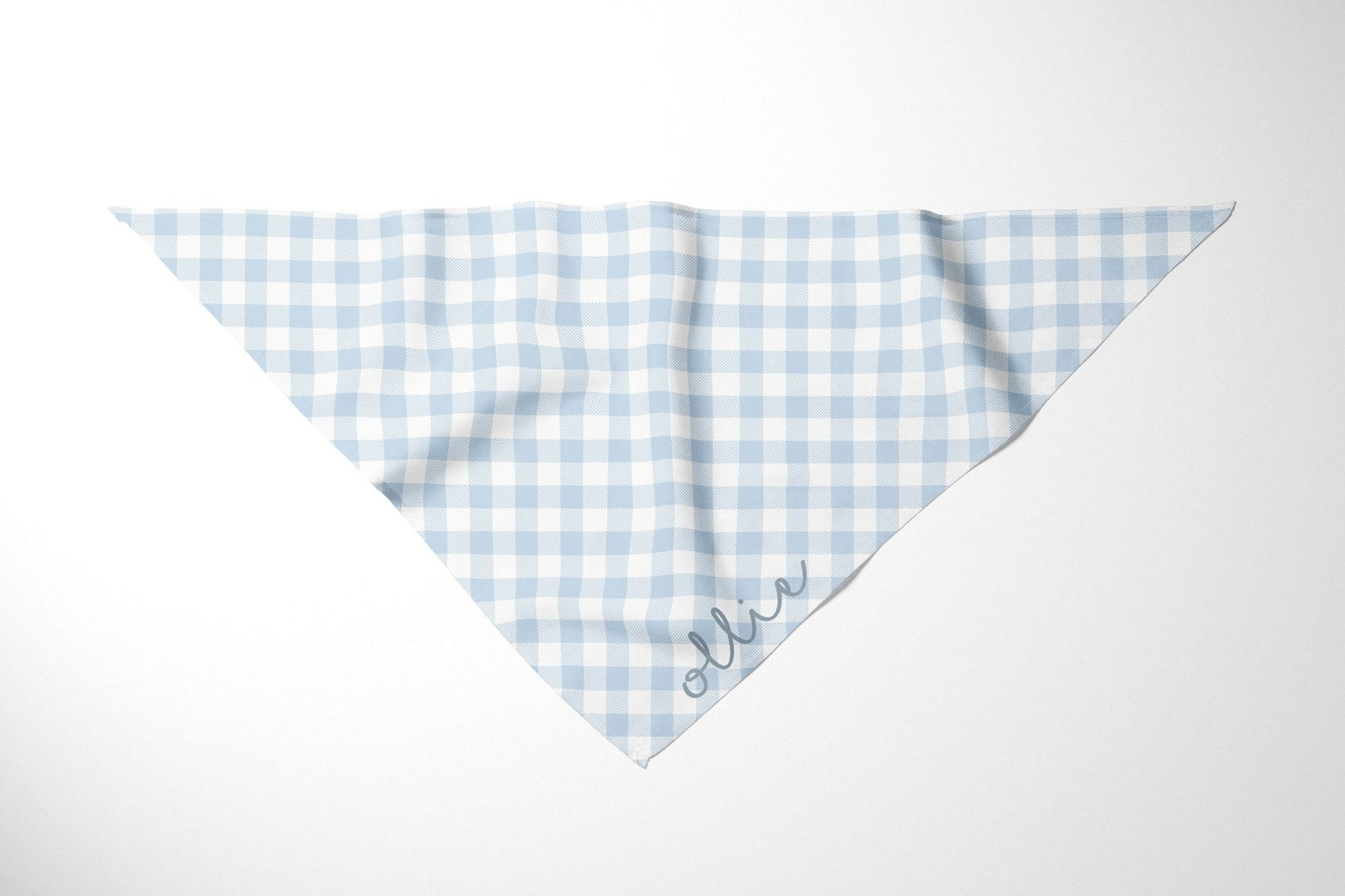 Blue Plaid Custom Boy Dog Bandana With Name Personalized Gingham Dog Scarf - Squishy Cheeks