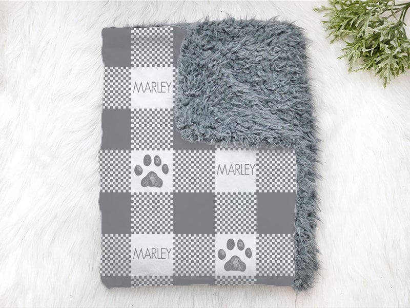 Checkered Dog Blanket Personalized Dog Blanket Custom Pet Blanket Crate Blanket - Squishy Cheeks