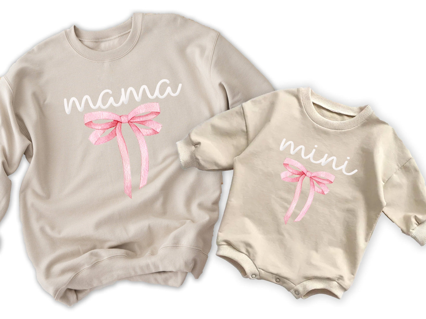 Coquette Mama Mini Custom Pink Bow Shirts Mother's Day Mommy and Me Matching Shirts - Squishy Cheeks