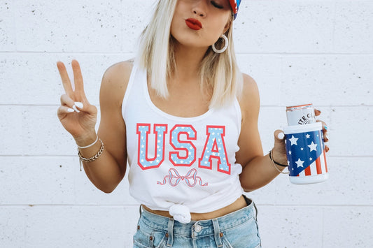 Coquette USA 4th of July Patriotic Shirt, USA Bow Coquette Patriotic Sweatshirt - Squishy Cheeks