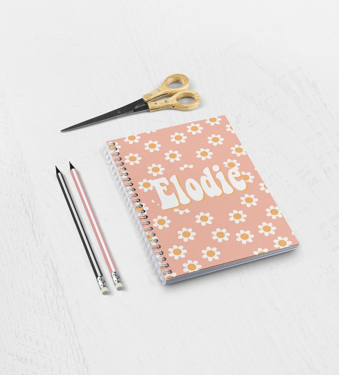 Daisy Print Custom Name Notebook Girls Personalized Daisy Notebook School Supplies - Squishy Cheeks