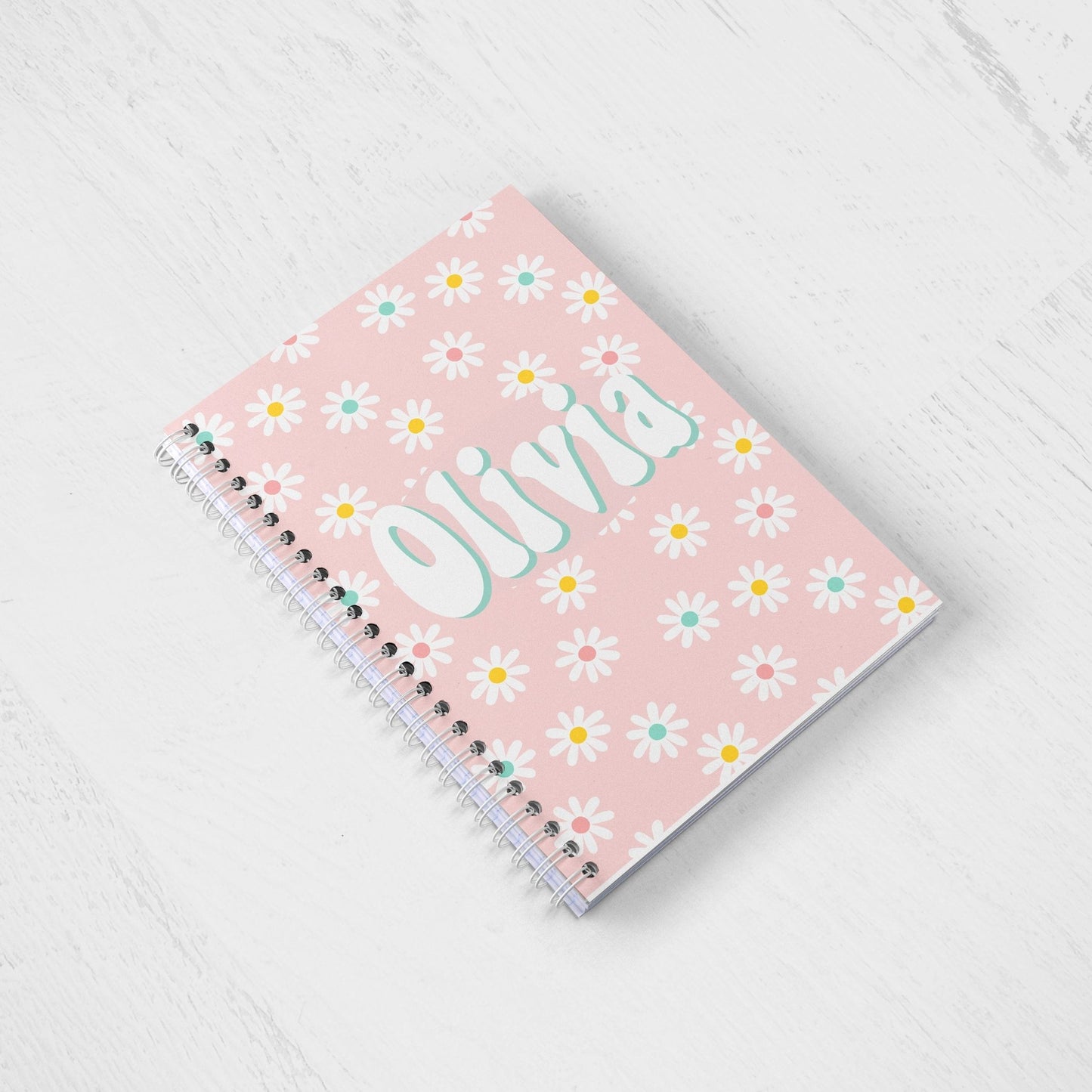 Daisy Print Custom Name Notebook Girls Personalized Daisy Notebook School Supplies - Squishy Cheeks