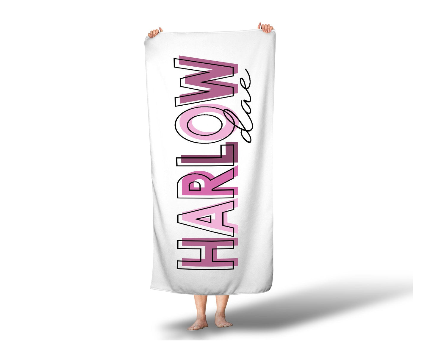Girl Pink Personalized Beach Towel Custom Beach Name Pool Towel Bathing Towel For Girls - Squishy Cheeks