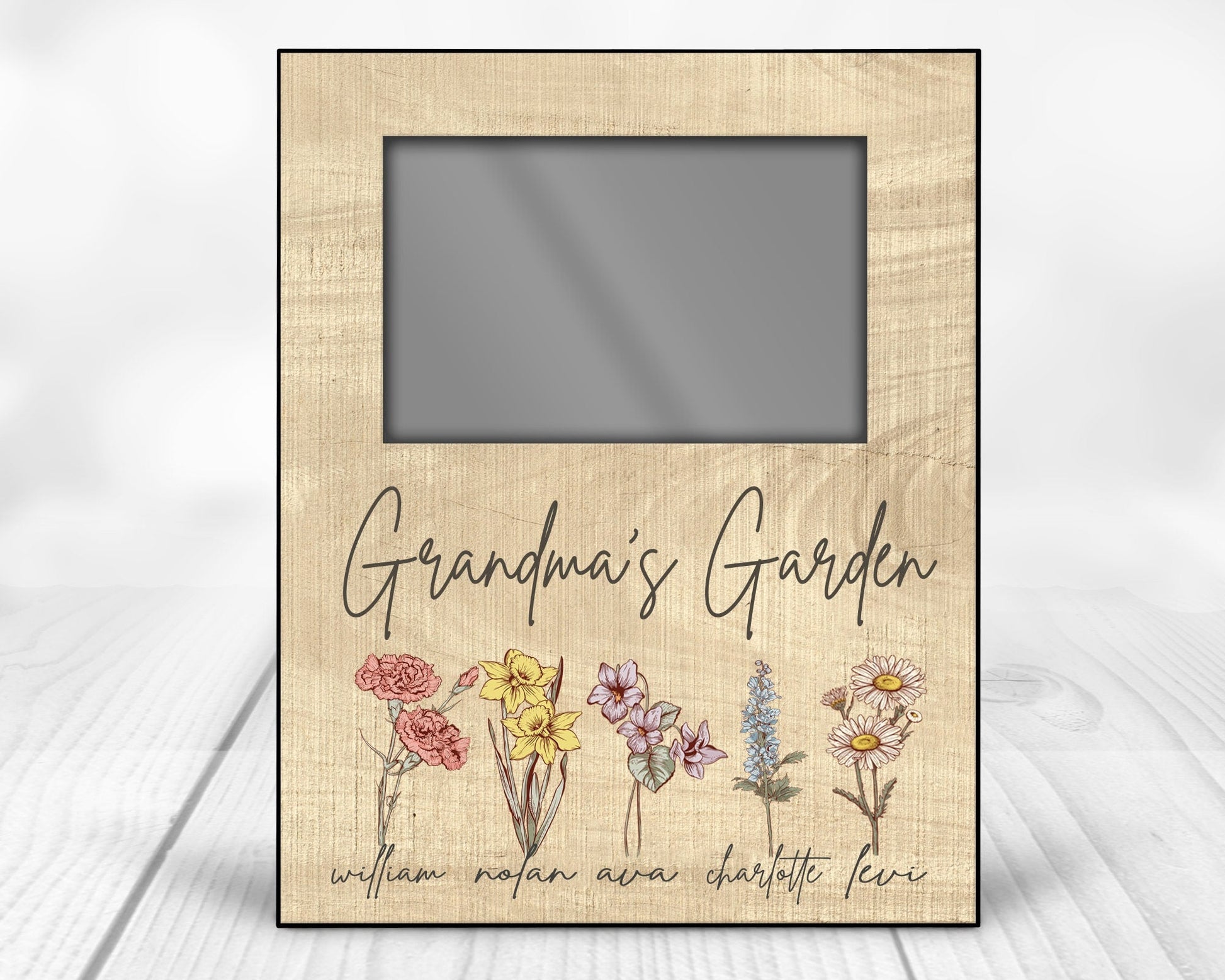 Grandmas Garden Birth Month Flowers Personalized Mothers Day Gift from Grandchildren - Squishy Cheeks