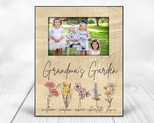 Grandmas Garden Birth Month Flowers Personalized Mothers Day Gift from Grandchildren - Squishy Cheeks
