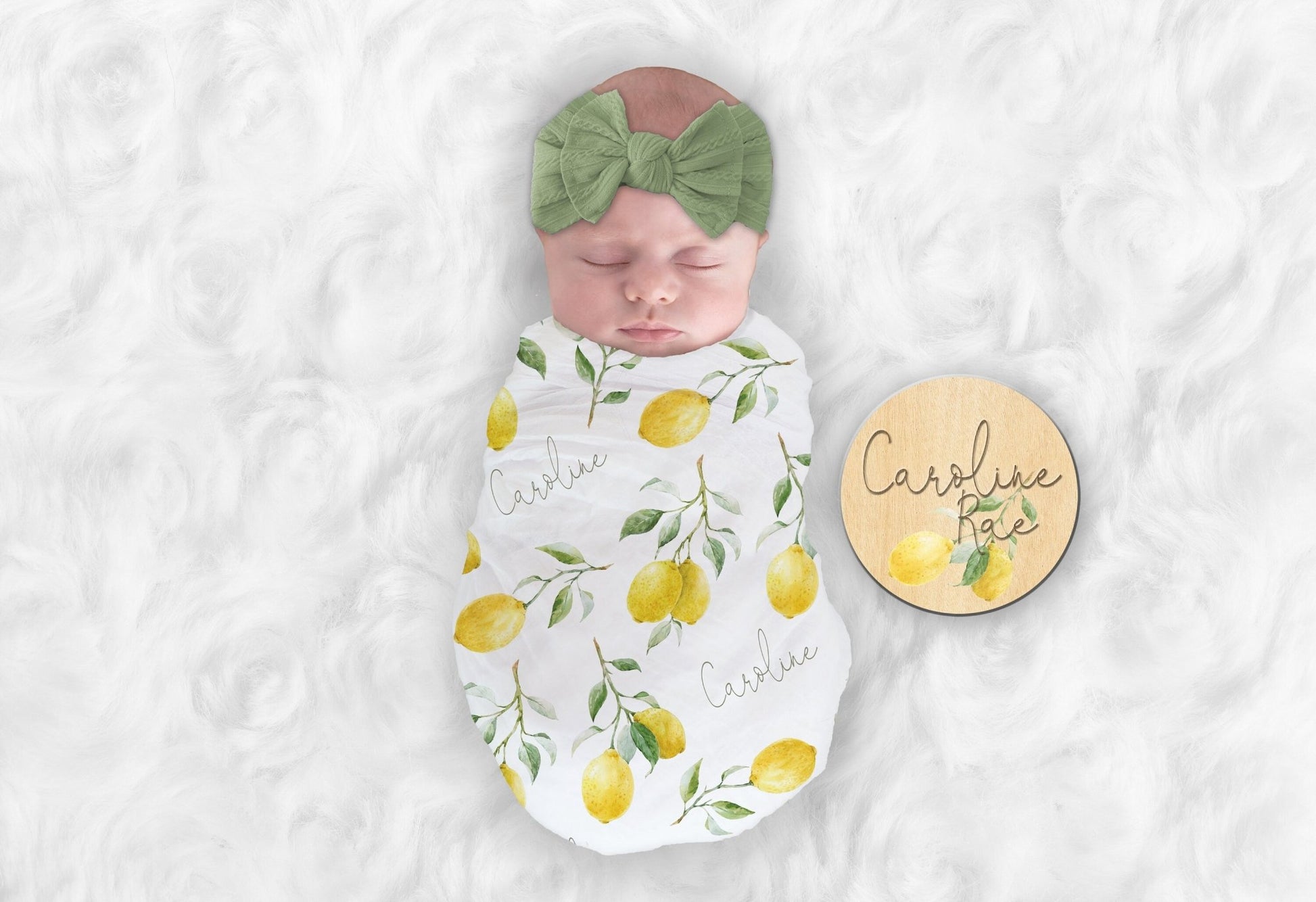 Lemon Custom Name Blanket Lemon Baby Swaddle Personalized Boho Nursery Baby Blanket - Squishy Cheeks