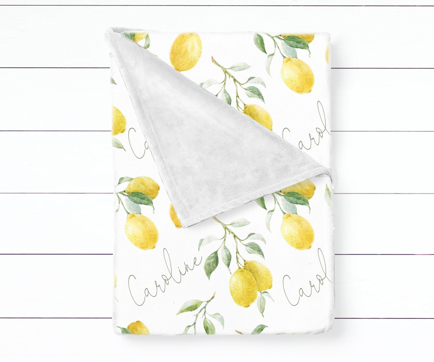 Lemon Custom Name Blanket Lemon Baby Swaddle Personalized Boho Nursery Baby Blanket - Squishy Cheeks