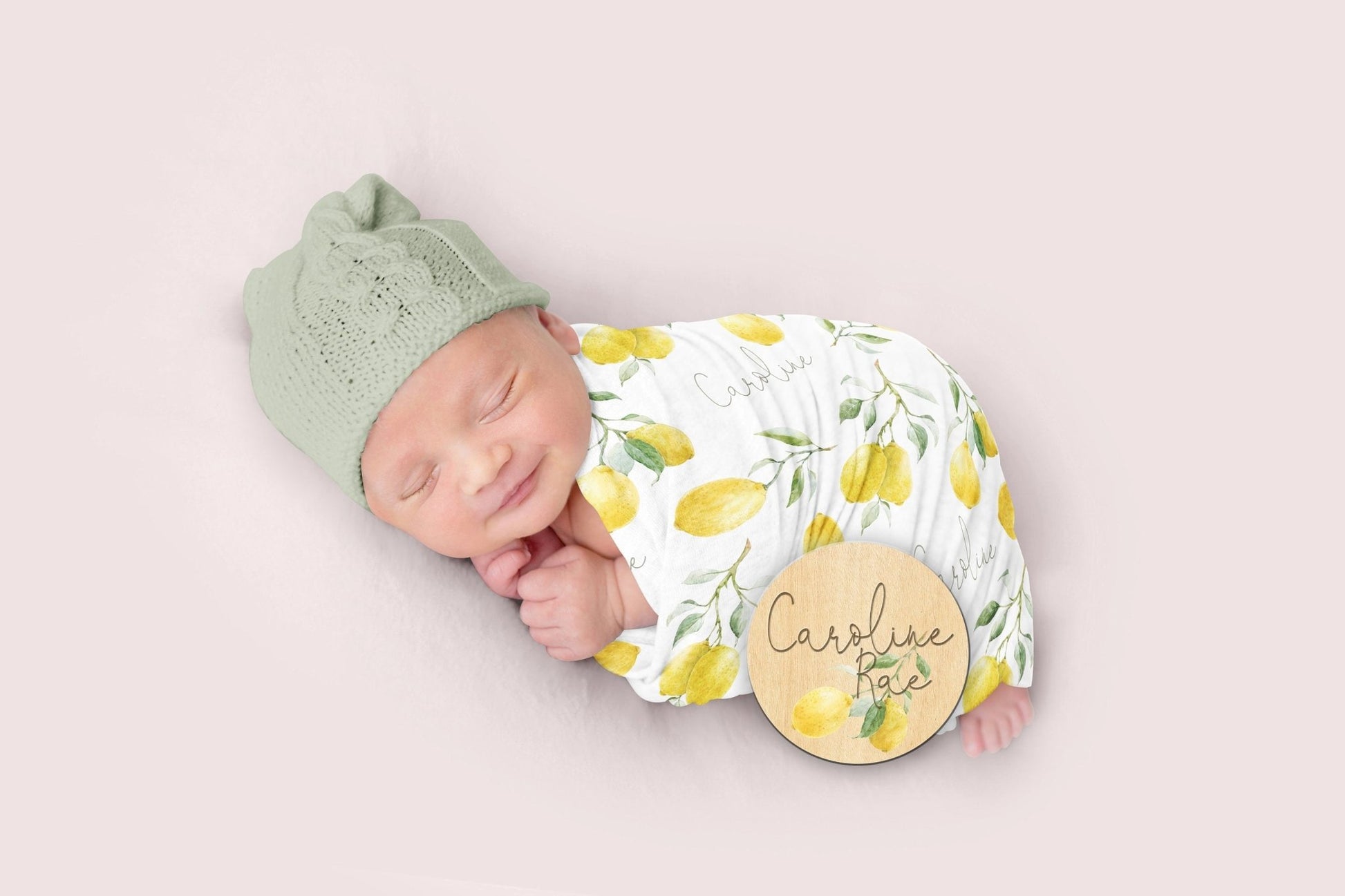 Lemon Custom Name Blanket Lemon Baby Swaddle Personalized Boho Nursery Baby Blanket - Squishy Cheeks