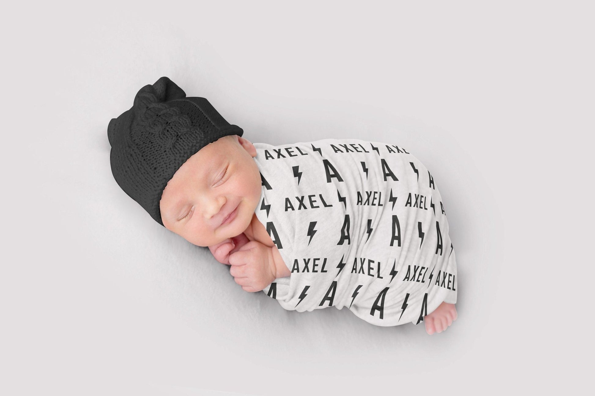 Lightning Bolt Baby Blanket Personalized Swaddle Blanket Baby Boy Rocker Nursery - Squishy Cheeks