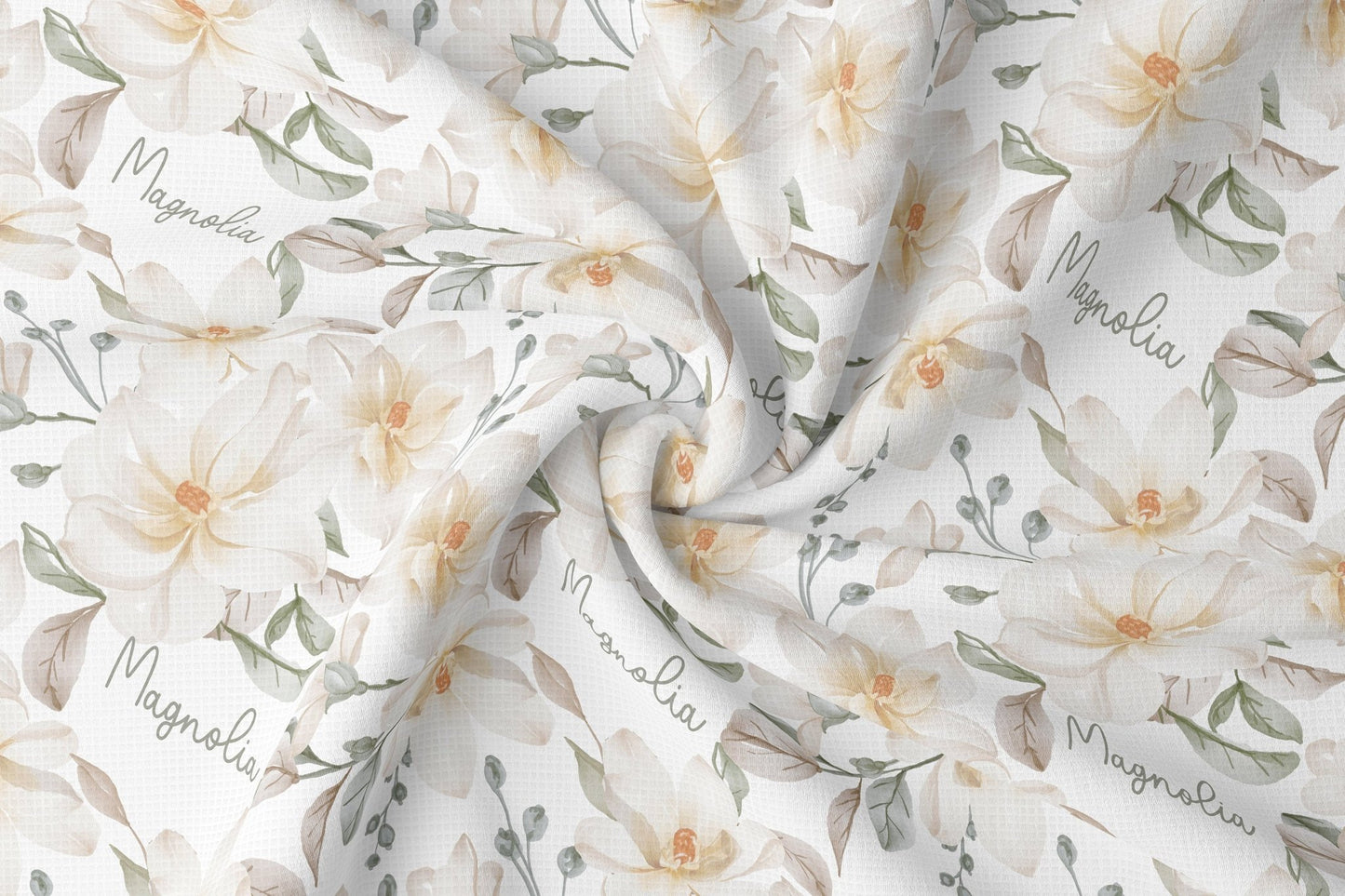 Magnolia Floral Baby Swaddle, Personalized Magnolia Baby Blanket with Name Sign Gift Set - Squishy Cheeks