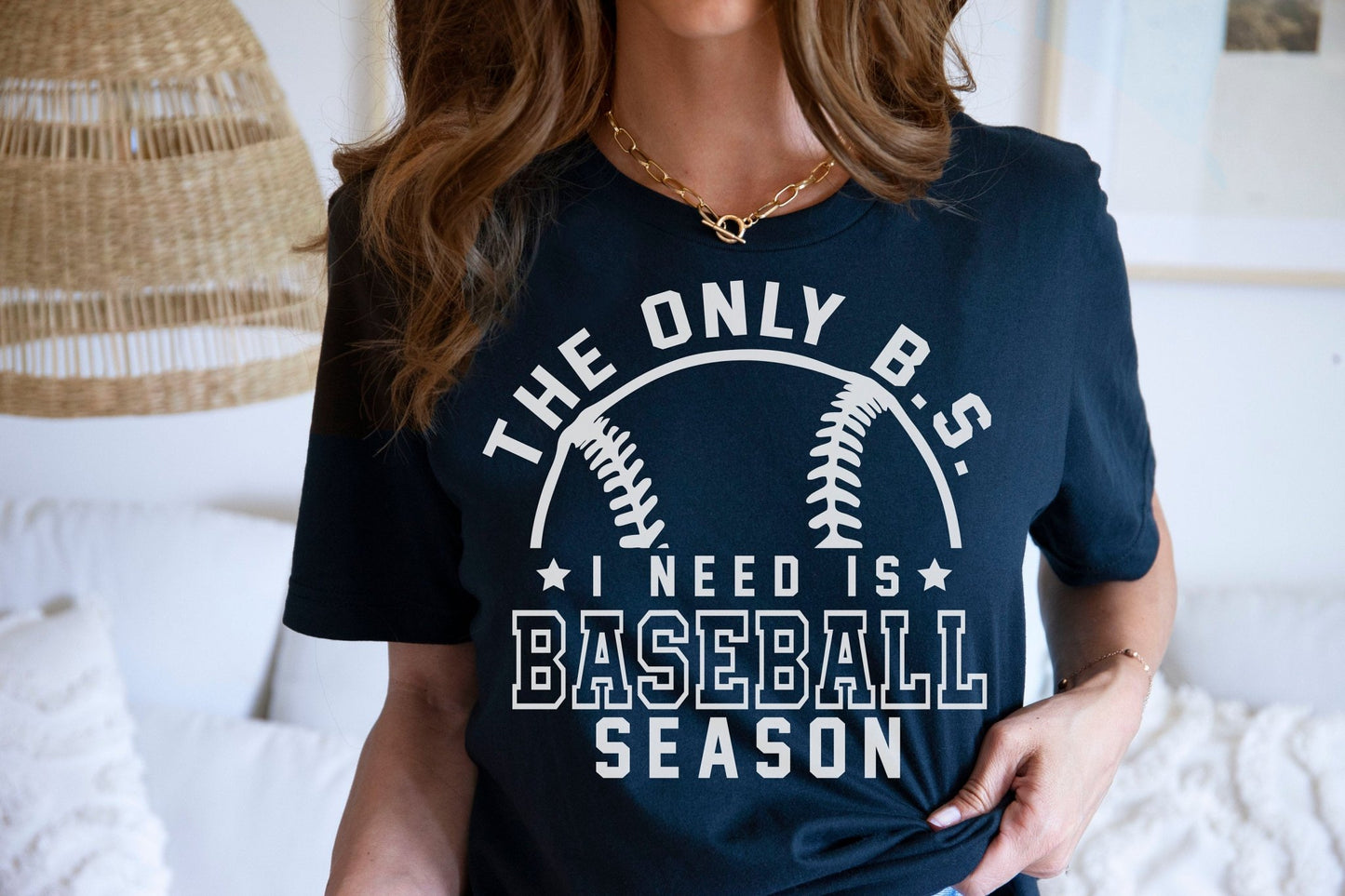 Only BS I Need Is Baseball Season Mama Game Day Shirt Personalize with Players Name and Number - Squishy Cheeks