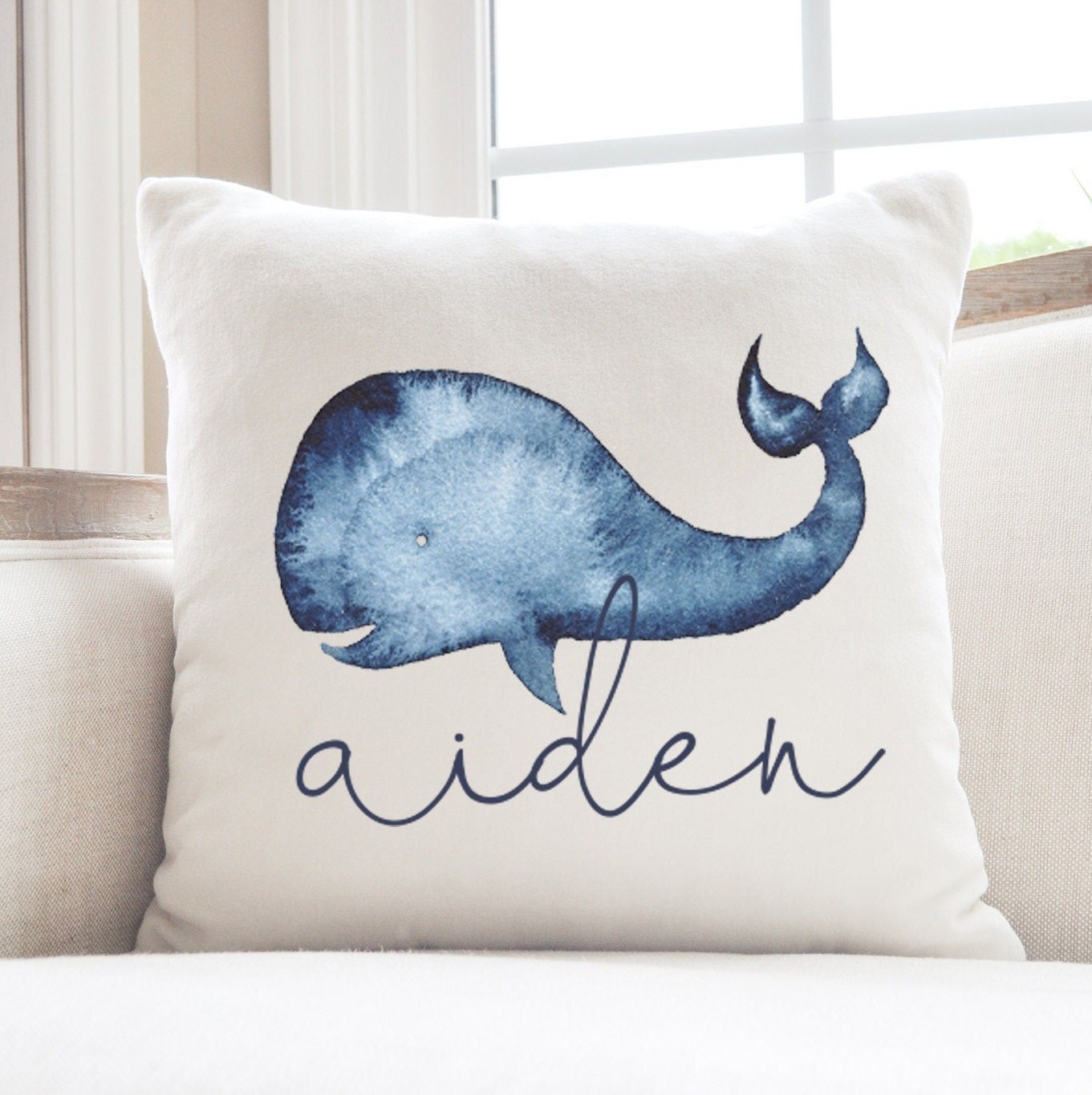 Personalized Whale Nautical Pillow Whale Nursery Baby Boy Blanket Pillow Set Baby Swaddle Nautical Baby Shower Gift Name Receiving Blanket - Squishy Cheeks