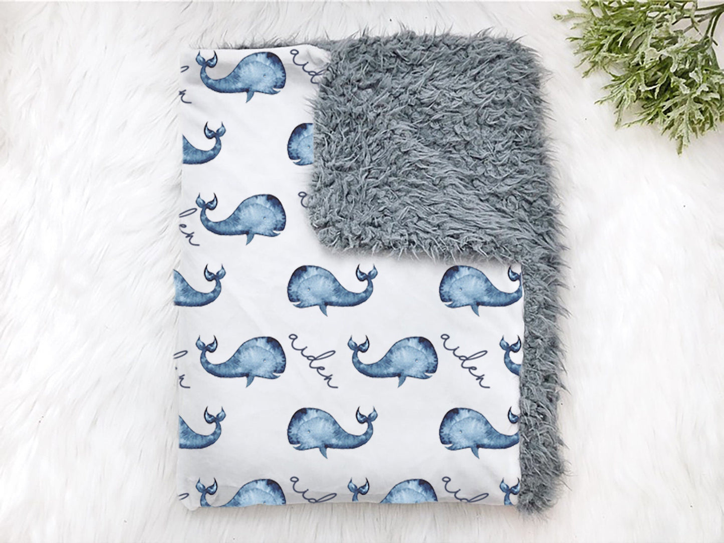 Personalized Whale Nautical Pillow Whale Nursery Baby Boy Blanket Pillow Set Baby Swaddle Nautical Baby Shower Gift Name Receiving Blanket - Squishy Cheeks