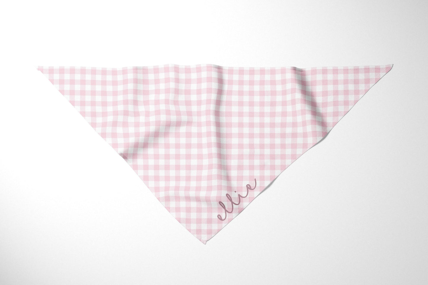 Pink Plaid Custom Girl Dog Bandana With Name Personalized Gingham Dog Scarf - Squishy Cheeks