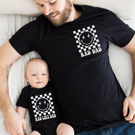 Rad Like Dad Retro Father's Day Matching Shirts Gift from Kids Gift for Husband - Squishy Cheeks