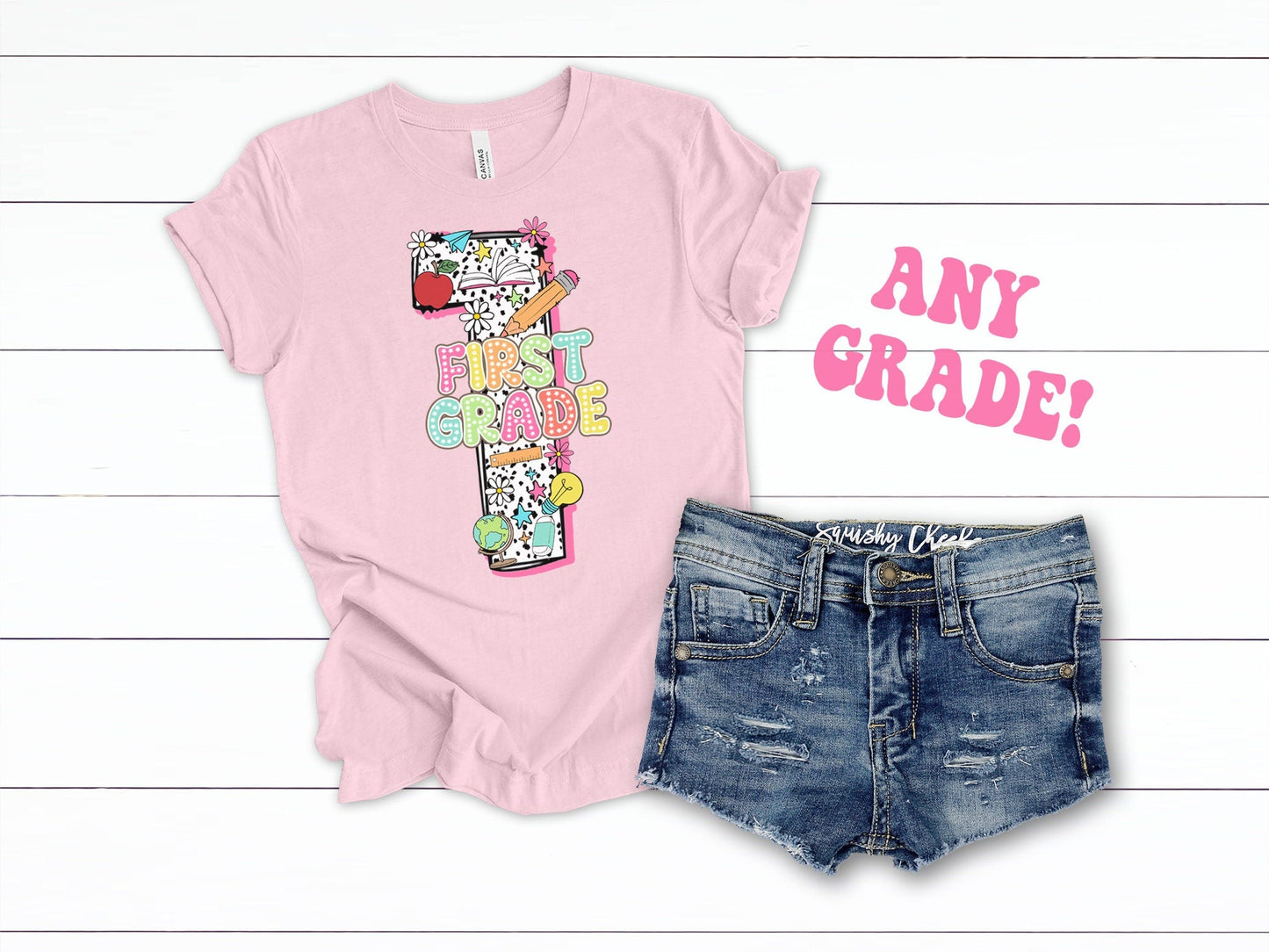 Retro Back To School Shirt, Any Grade First Day of School, Team Grade Shirts - Squishy Cheeks