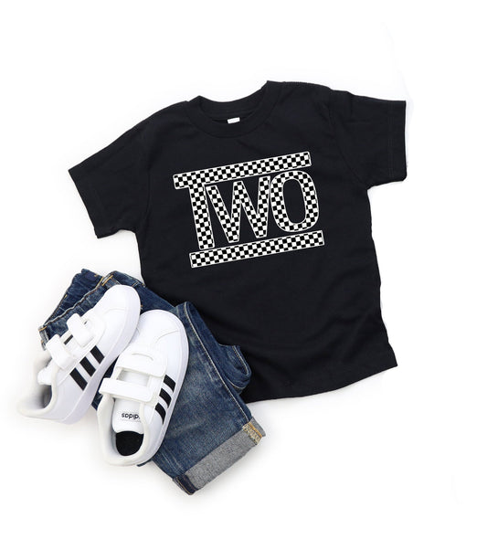 Rockin' Roll Checkered Second Birthday Shirt Skater Warped Tour Birthday ANY AGE - Squishy Cheeks