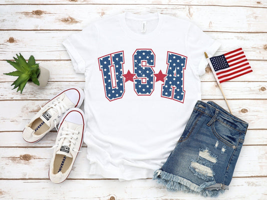 USA Stars 4th of July Matching Shirts, Retro USA Matching Family Independence Day Shirts - Squishy Cheeks