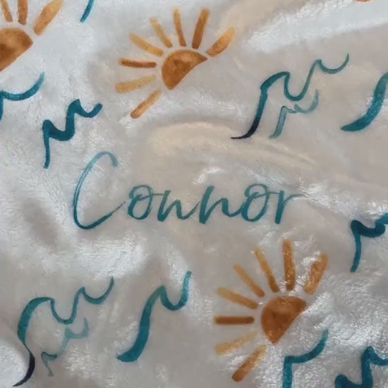 Sun and Wave Swaddle Summer Unisex Baby Blanket Personalized Sun Blanket Sun Nursery Baby Boy Blanket Baby Shower Gift Receiving Blanket