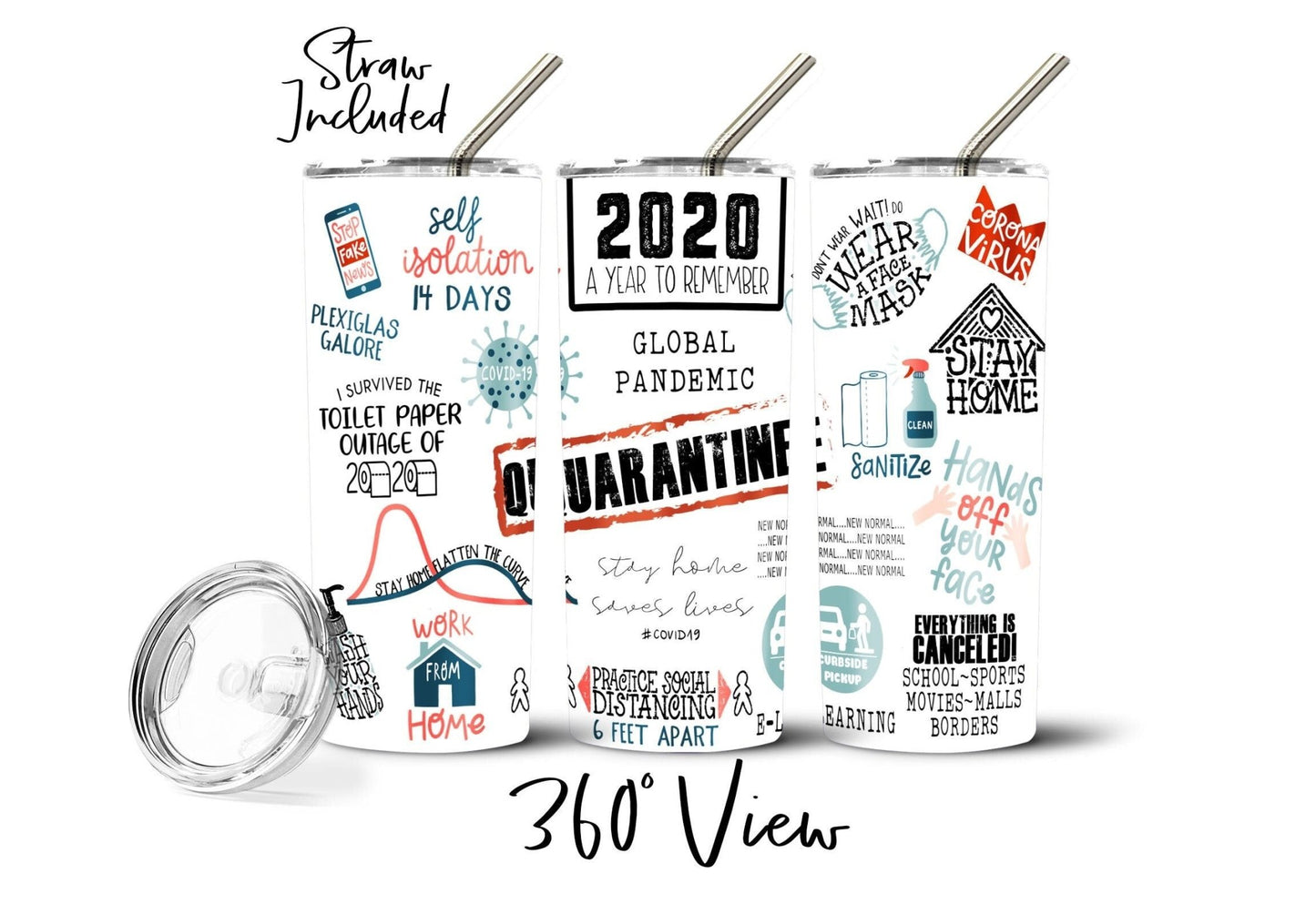 2020 Tumbler A Year to Remember 20oz Tumbler With Straw - Squishy Cheeks