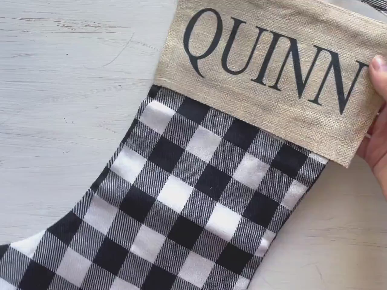 Personalized Christmas Stockings Custom Monogrammed Buffalo Plaid Buffalo Check Stockings Canvas Red Black White