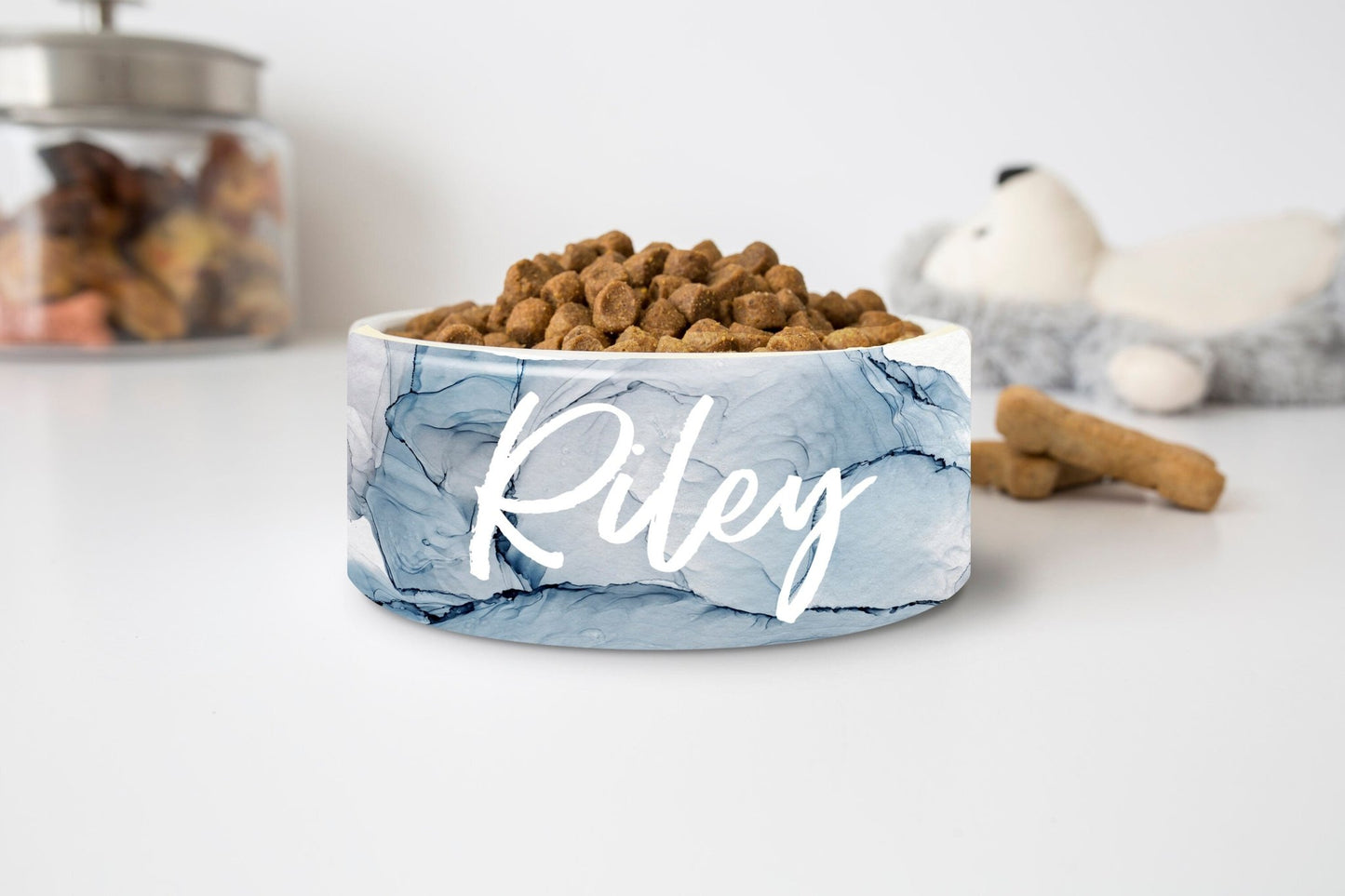 Alcohol Watercolor Ink Custom Dog Bowls Personalized Dog Bowl Cat Pet with Name Gift for Pet Food Bowl Water Bowl Ceramic 6" or 7" - Squishy Cheeks