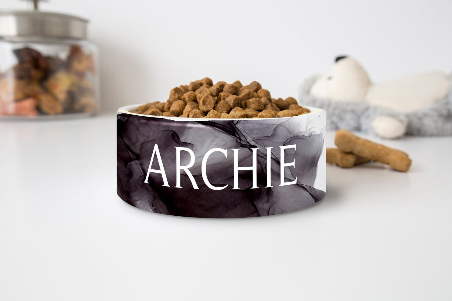 Alcohol Watercolor Ink Custom Dog Bowls Personalized Dog Bowl Cat Pet with Name Gift for Pet Food Bowl Water Bowl Ceramic 6" or 7" - Squishy Cheeks