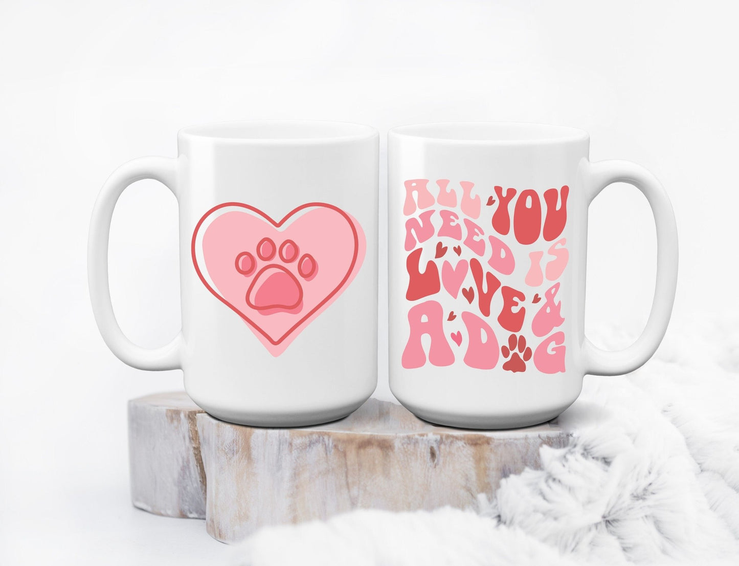 All You Need Is Love And A Dog Custom Dog Photo Coffee Mug Cartoon My Dog - Squishy Cheeks