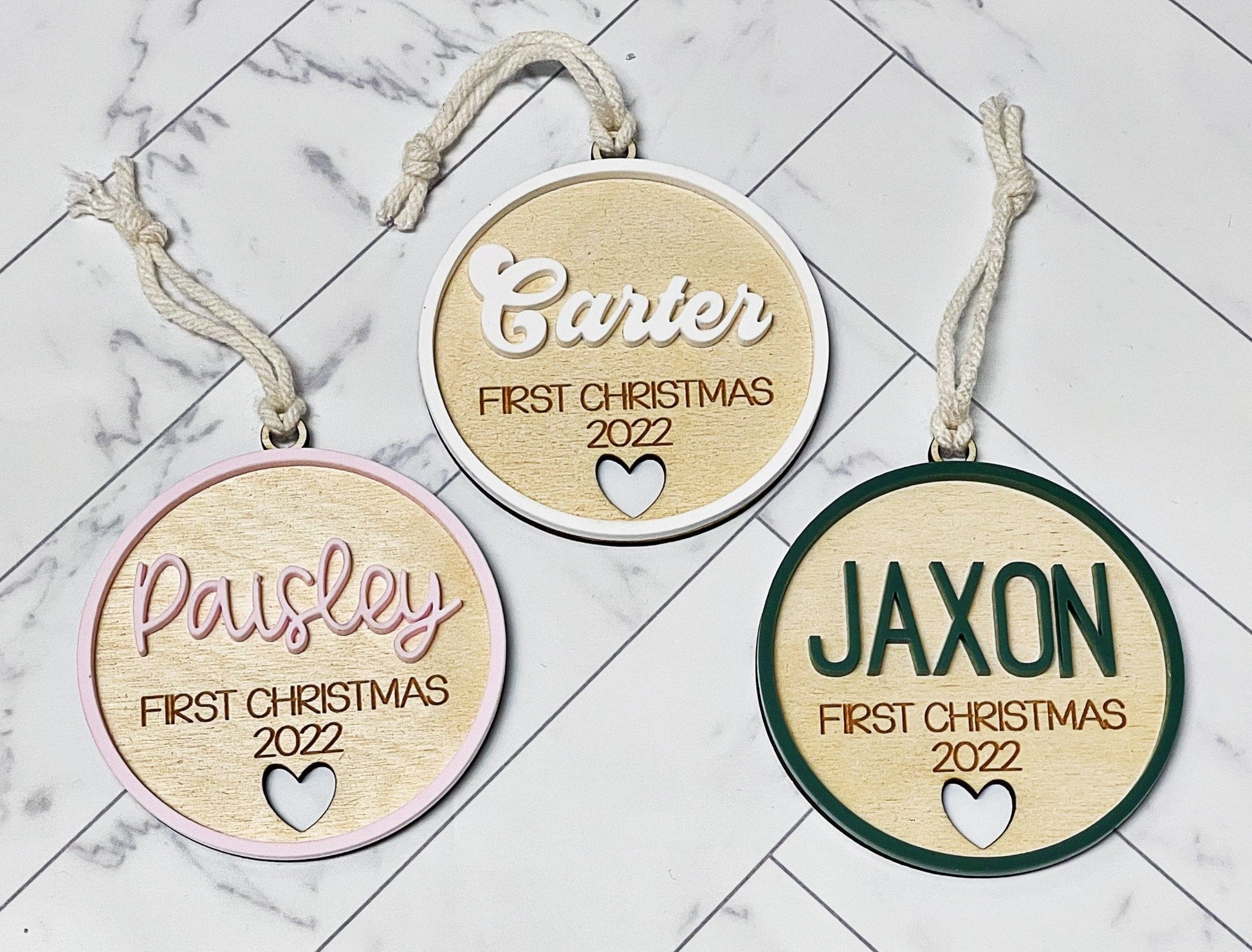 Baby 1st Christmas Wood Ornament - Squishy Cheeks