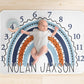 Baby Boy Blue Rainbow Monthly Milestone Blanket Personalized Month Blanket Photo Blanket Baby Blanket with Name Baby Photo Prop - Squishy Cheeks