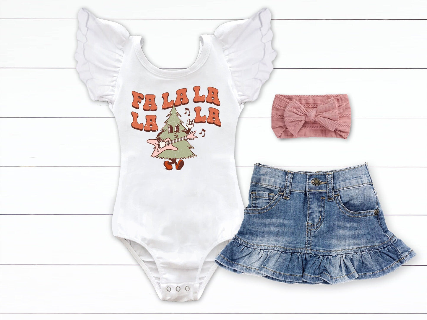 Baby Girl Christmas Outfit Retro Holiday Bubble Romper Sweatshirt 1st Christmas Romper Toddler Fa La La La La Christmas Tree - Squishy Cheeks