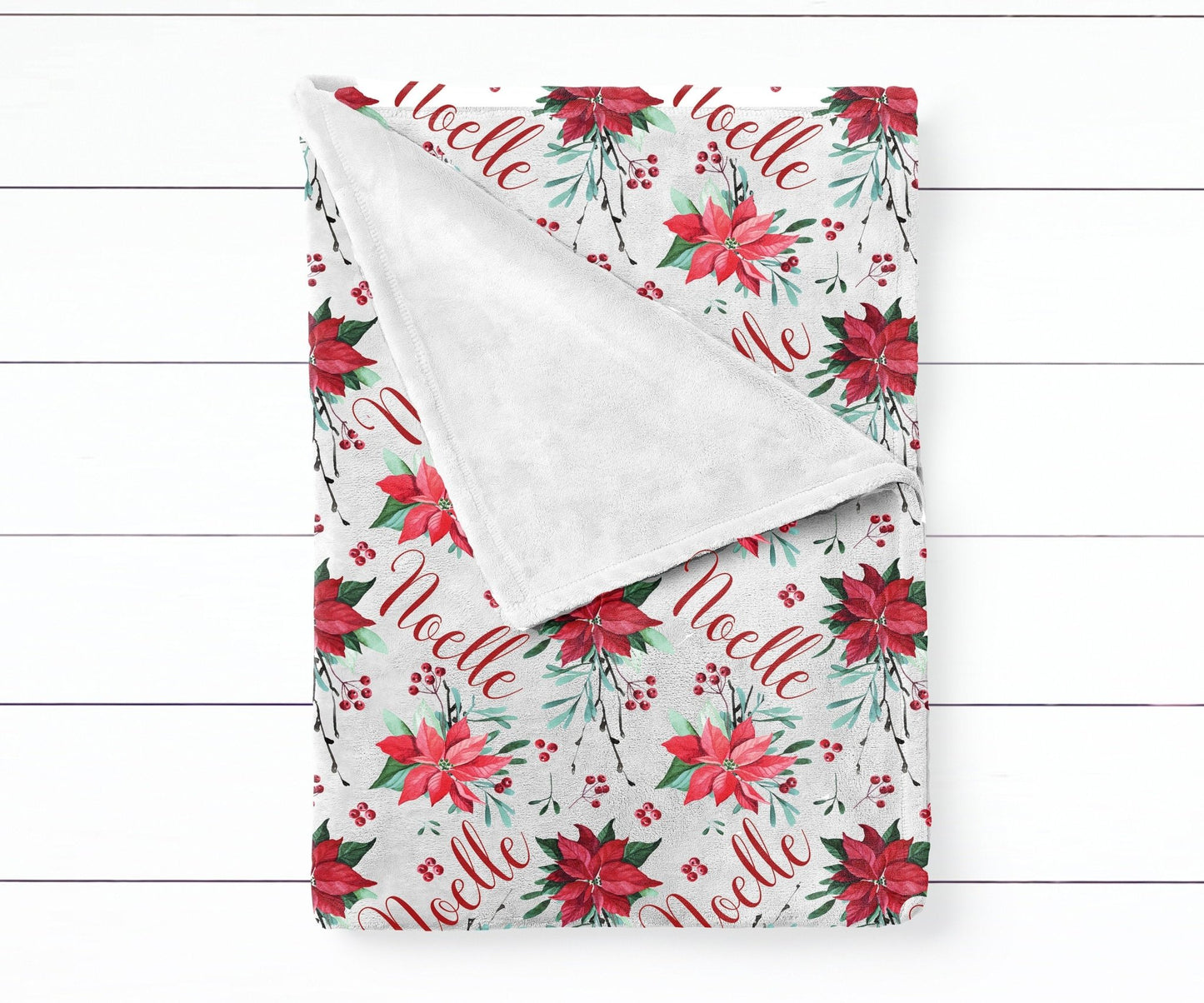 Baby Girl Christmas Poinsettia Blanket Personalize Baby Swaddle Baby Shower Gift Monogram Baby Blanket Name Blanket Receiving Blanket - Squishy Cheeks