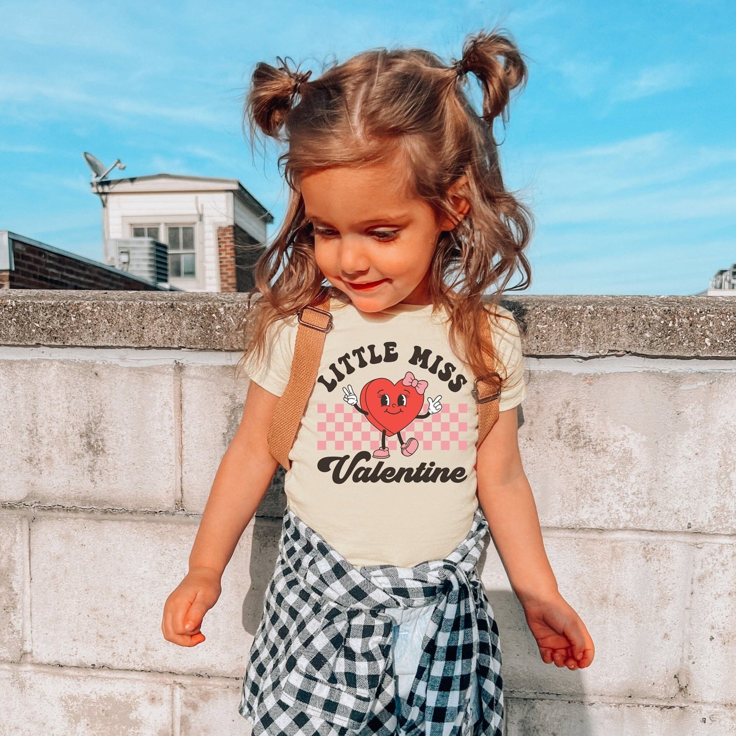 Baby Girl Retro Little Miss Valentine Outfit Bubble Romper Toddler Sweatsuit - Squishy Cheeks