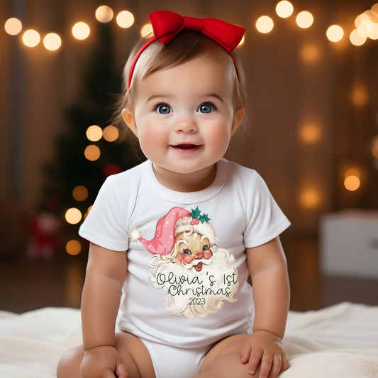 Baby Girl Santa 1st Christmas Onesie Outfit - Squishy Cheeks
