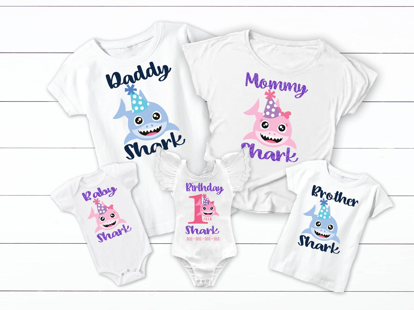 Baby Shark Birthday Matching Family Tops - Squishy Cheeks