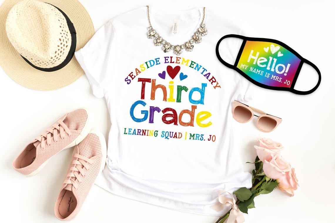 Back To School Teacher Mask and Shirt 2 Piece Set - Squishy Cheeks