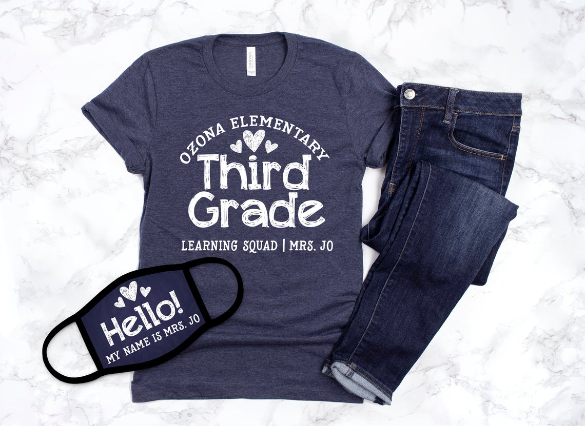 Back To School Teacher Mask and Shirt 2 Piece Set - Squishy Cheeks