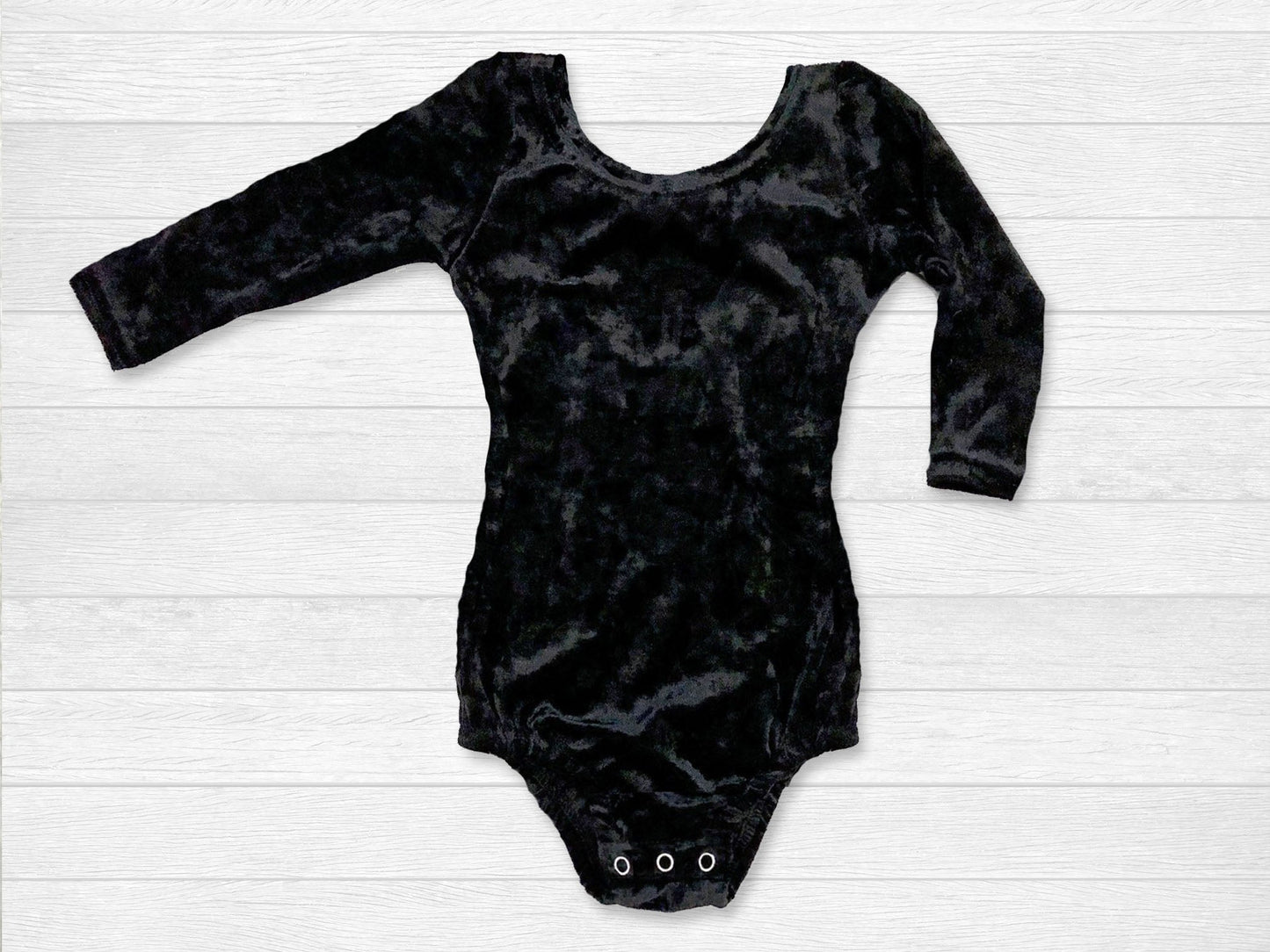 Black Velvet Long Sleeve Bow Back Flutter Sleeve Leotard - Squishy Cheeks