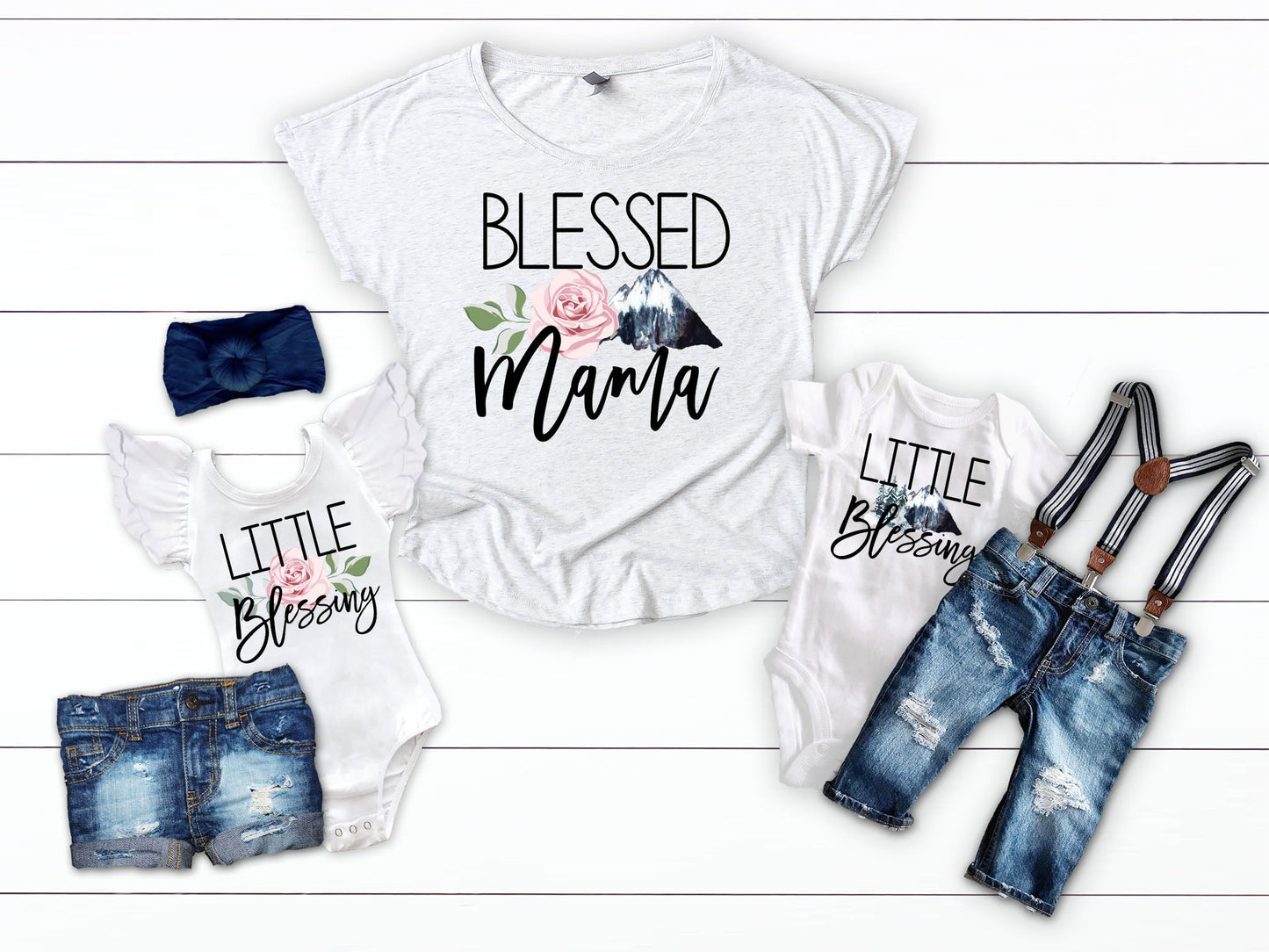 Blessed Mama Mother's Day Matching Shirts - Squishy Cheeks