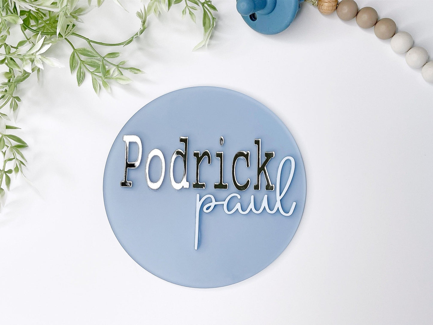 Blue Acrylic Name Sign Baby Boy 3D Name Announcement Sign New Baby Nursery Name Sign Newborn Photo Prop Hospital Plaque Sizes: 5.5 & 11.5 - Squishy Cheeks
