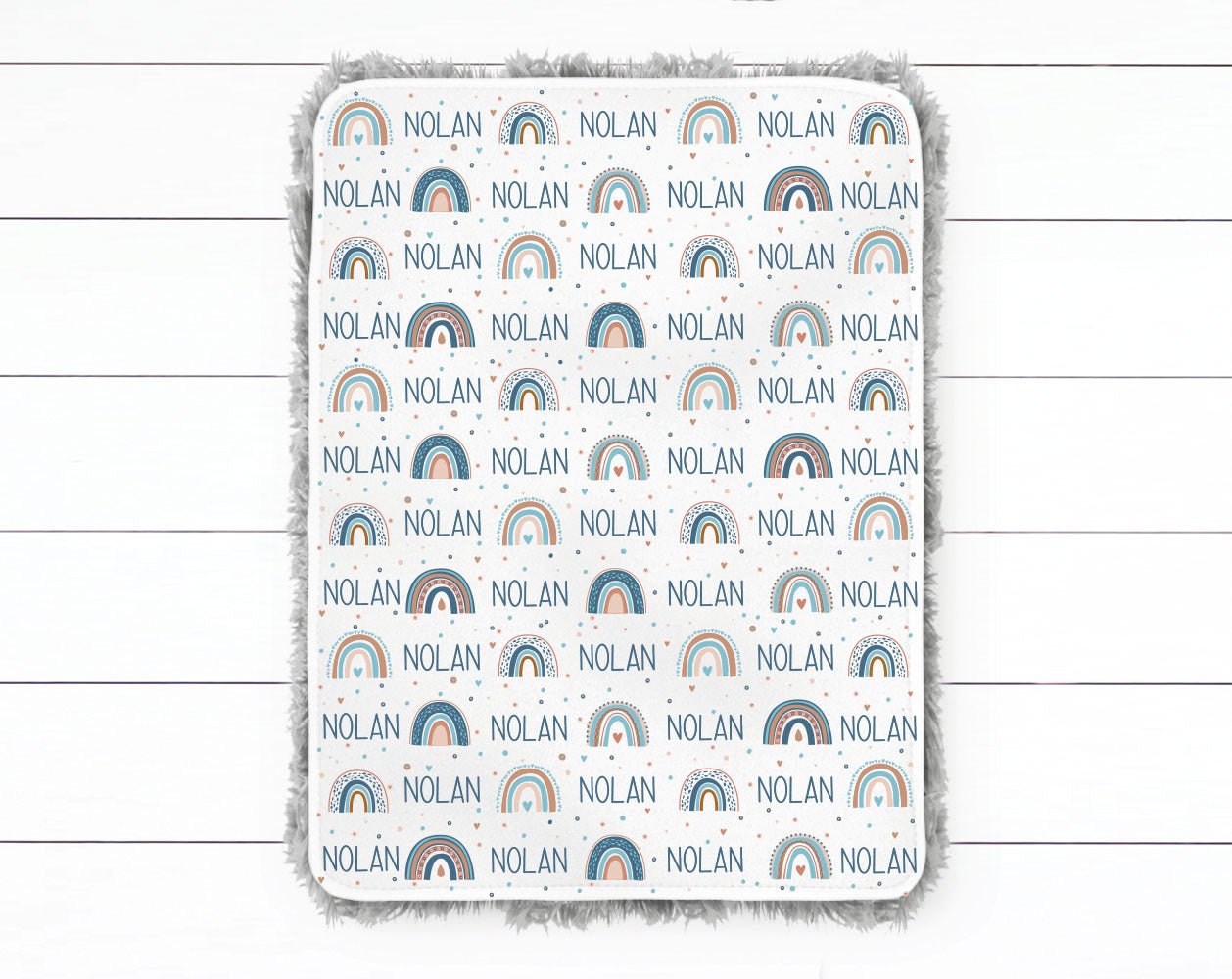 Blue Neutral Rainbow Swaddle Blanket - Squishy Cheeks