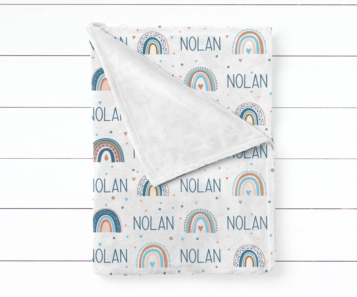 Blue Neutral Rainbow Swaddle Blanket - Squishy Cheeks
