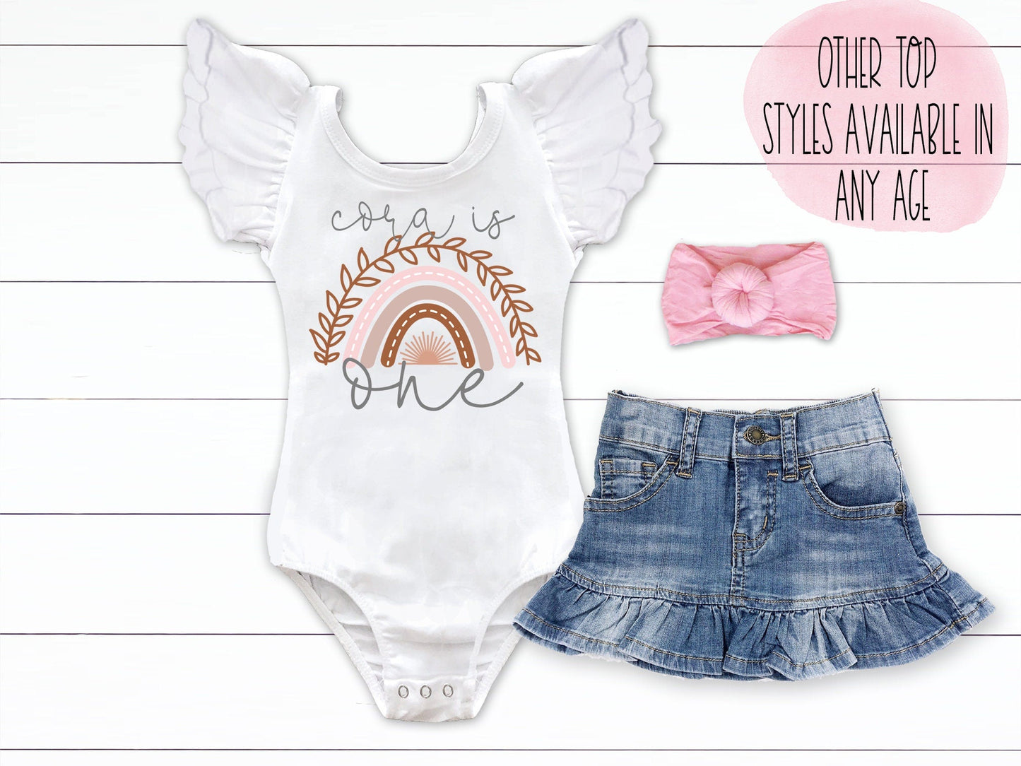 Boho Rainbow Girl Birthday Shirt Rainbow Birthday Outfit 1st Birthday Girl Outfit Personalized Birthday Leotard 2nd Birthday - Squishy Cheeks