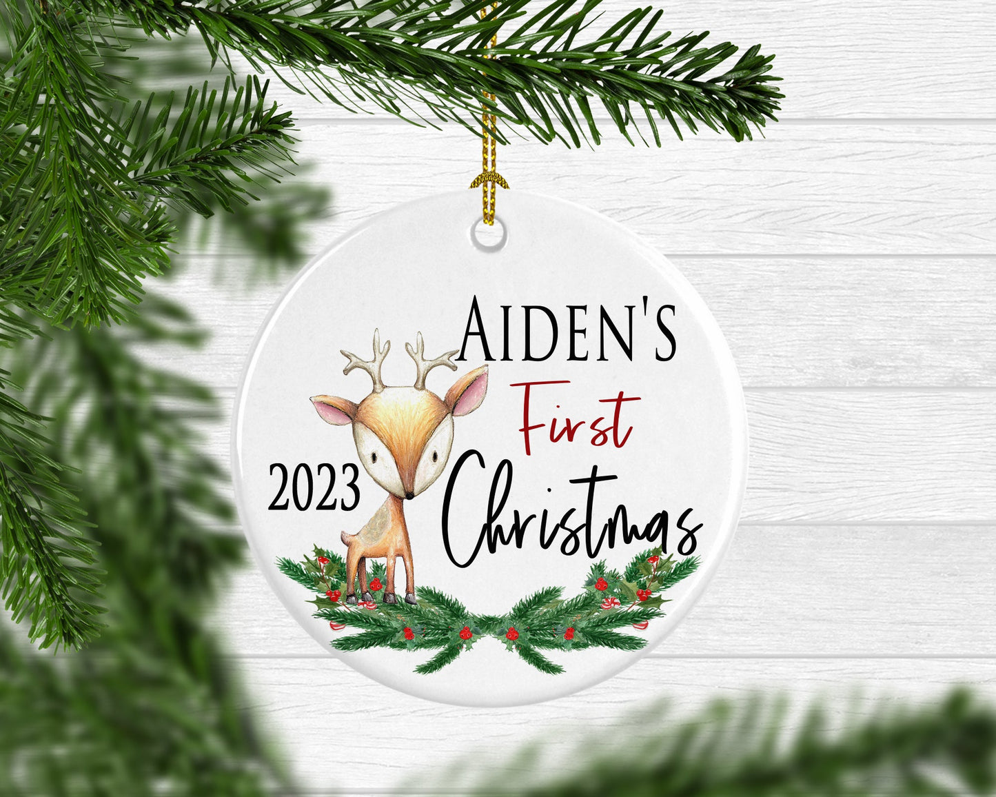 Boys First Christmas Ornament - Squishy Cheeks