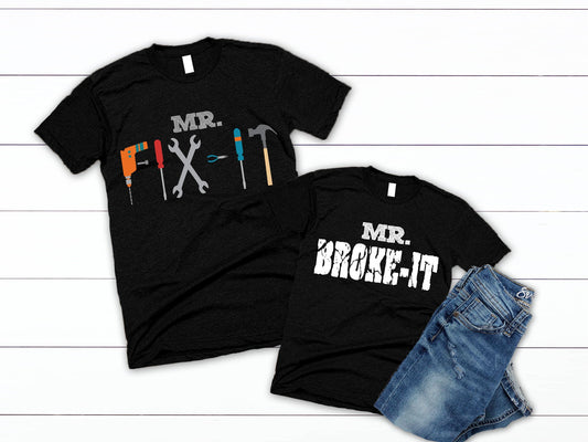 Boy's Matching Father's Day Shirts Mr. Fix It - Squishy Cheeks