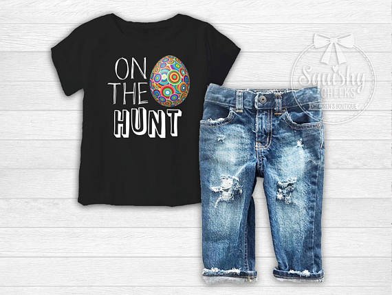 Boy's On The Hunt Easter Top - Squishy Cheeks